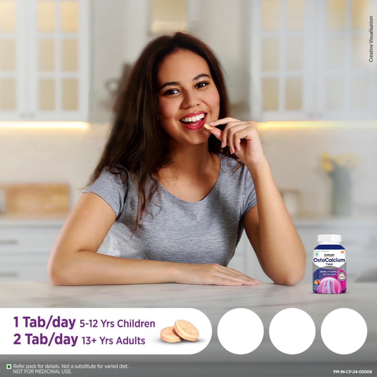 Centrum Ostocalcium Total Chewable Tablets For Women & Men | Vitamin D & Calcium Tablets To Support Strong Bones, Joints & Muscles |60 Tablets, 128 Grams