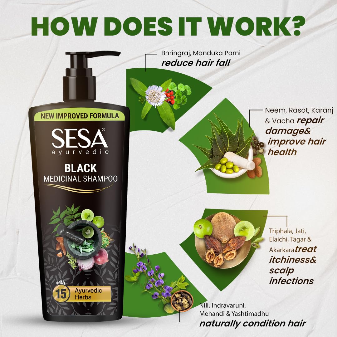 Sesa Ayurvedic Medicinal Shampoo For Hairfall Control & Anti Dandruff - 500 ml