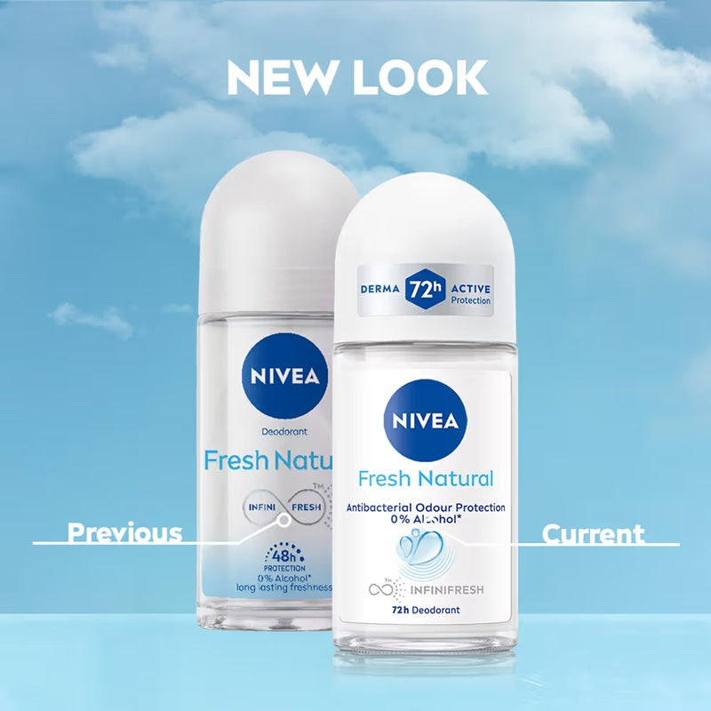 Nivea Fresh Natural Roll On 48 H Smooth & Beautiful Underarms For Women - 50 ml