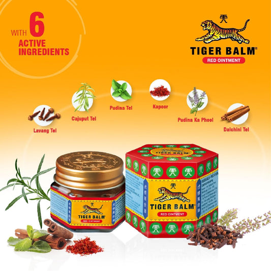Tiger Balm Red Ointment Relief From Sprains, Pains, Muscular Aches - 21ML (Pack of 2)