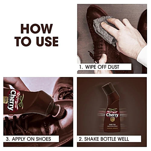 Cherry Blossom Dark Tan Liquid Shoe Polish, 75 ml