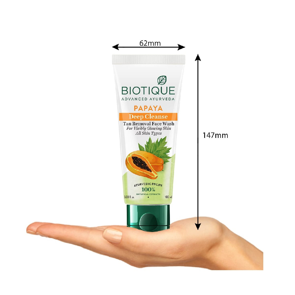 Biotique Papaya Deep Cleanse Face Wash | Gentle Exfoliation | Visibly Glowing Skin | 100ml