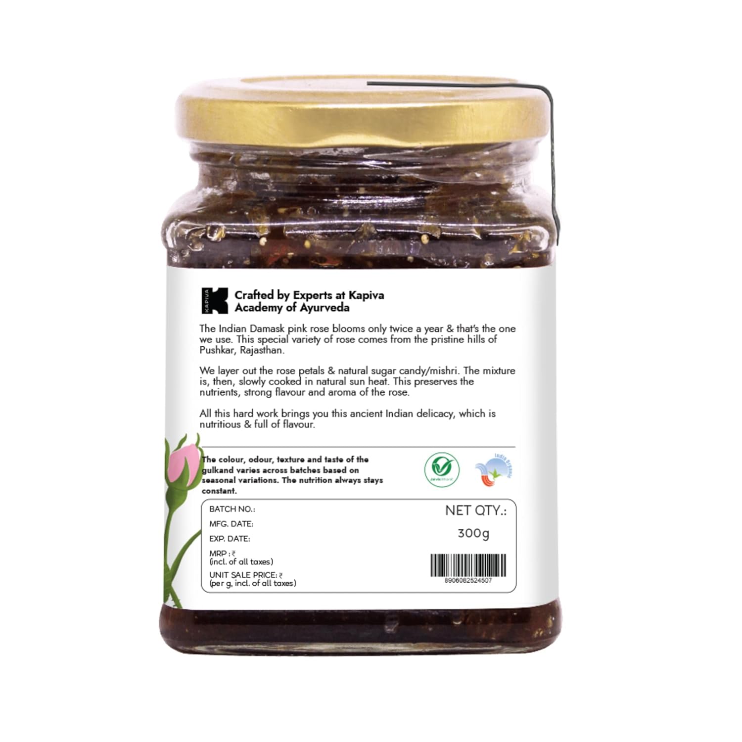 Kapiva Ayurveda Pure Foods Organic Gulkand - 300 gm