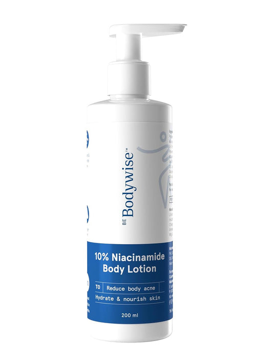 BeBodywise 10% Niacinamide Body Lotion for Reducing Acne Marks With Aloe vera extract, All Skin Types - 200 ml