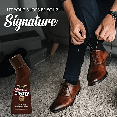 Cherry Blossom Dark Tan Liquid Shoe Polish, 75 ml