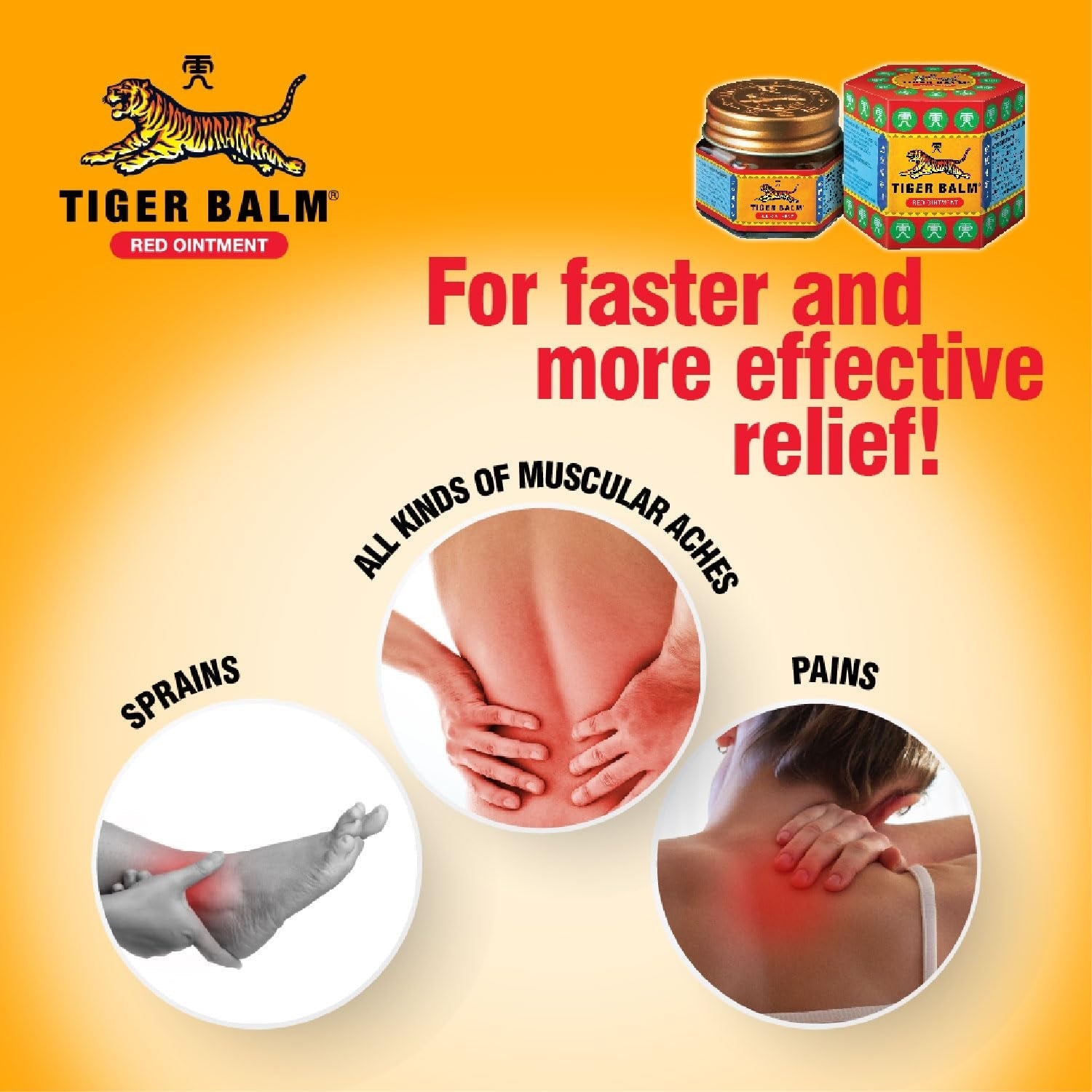 Tiger Balm Red Ointment Relief From Sprains, Pains, Muscular Aches - 21ML (Pack of 2)