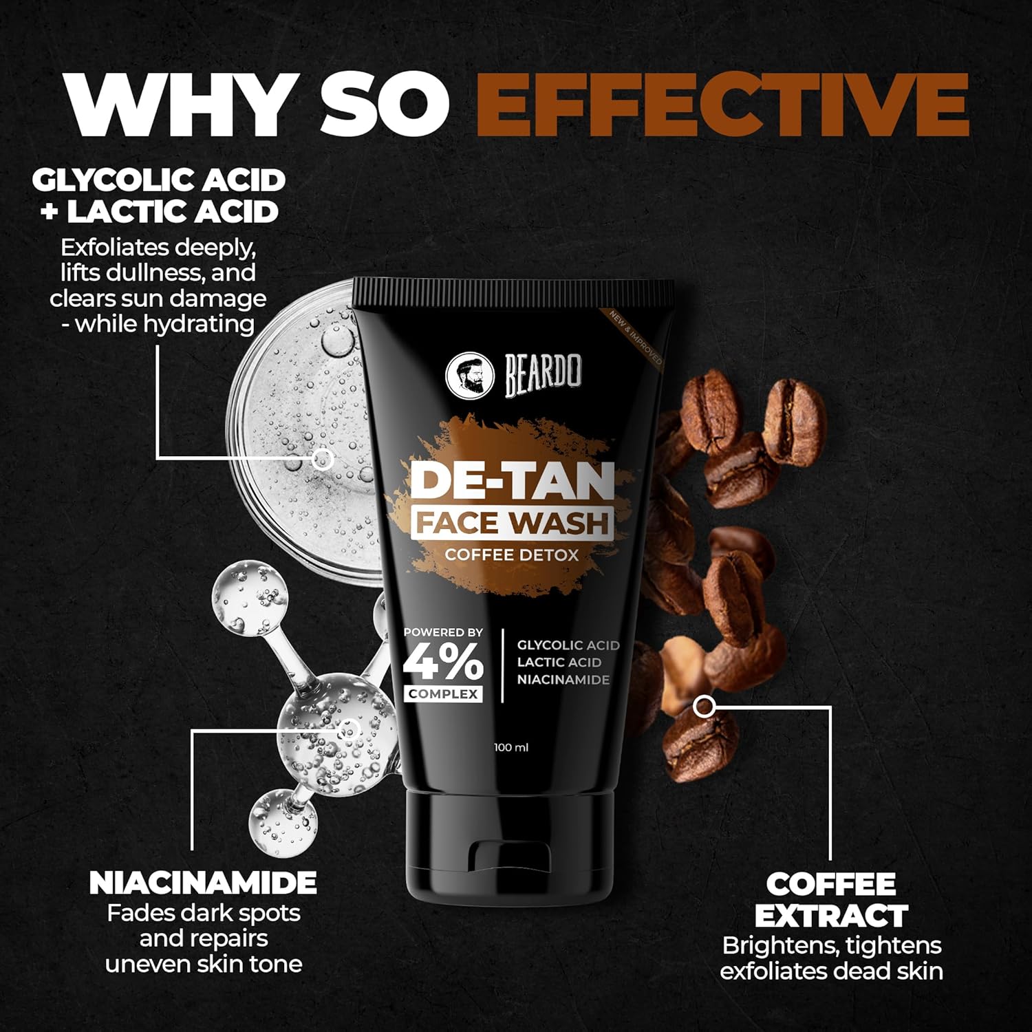 BEARDO DeTan Face Wash for Men, 100ml