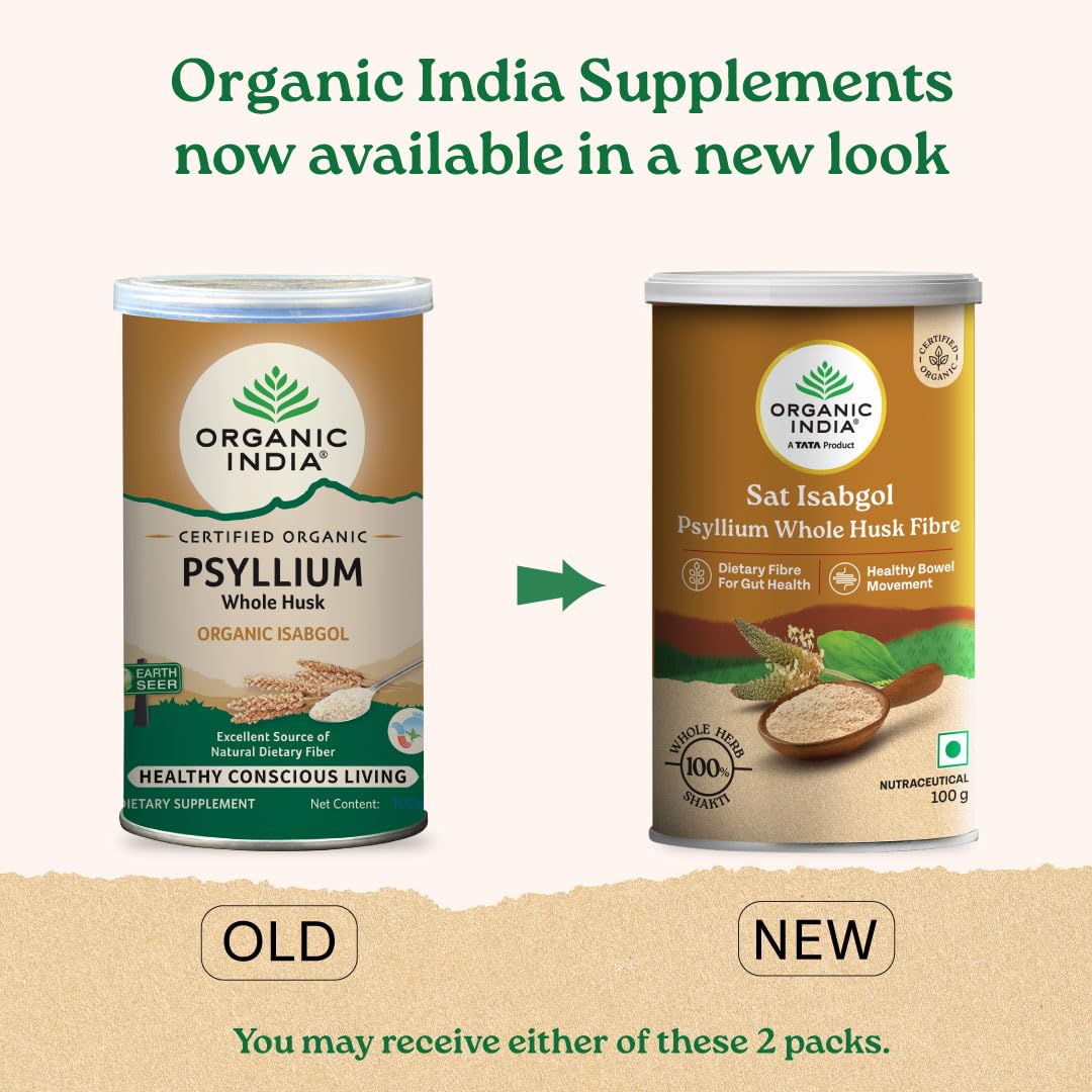 Organic India Sat Isabgol Psyllium Whole Husk Powder - 100 gm