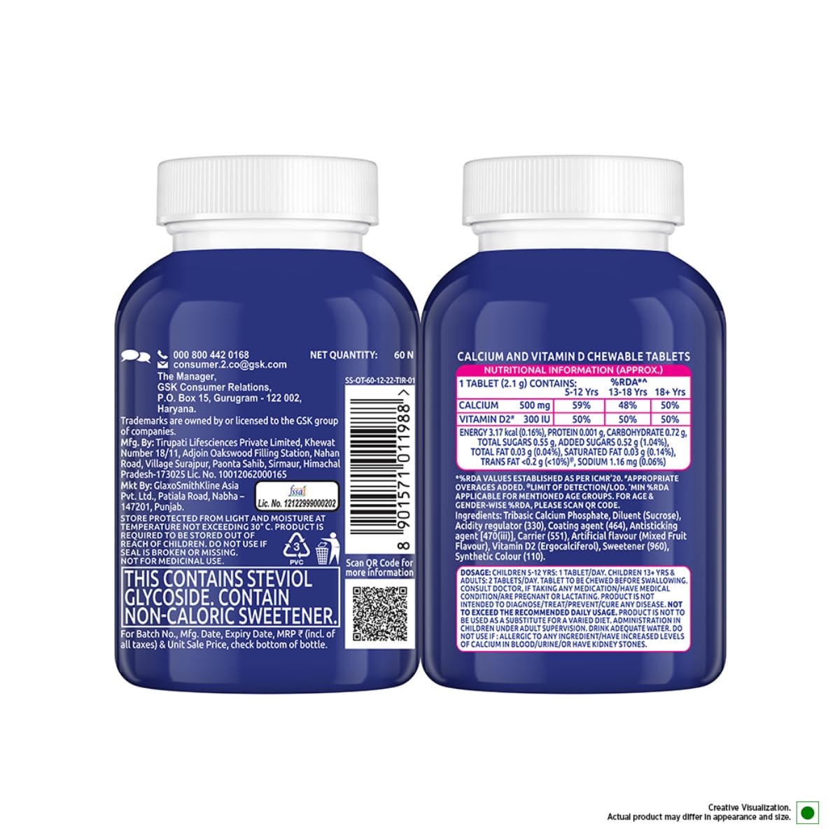 Centrum Ostocalcium Total Chewable Tablets For Women & Men | Vitamin D & Calcium Tablets To Support Strong Bones, Joints & Muscles |60 Tablets, 128 Grams
