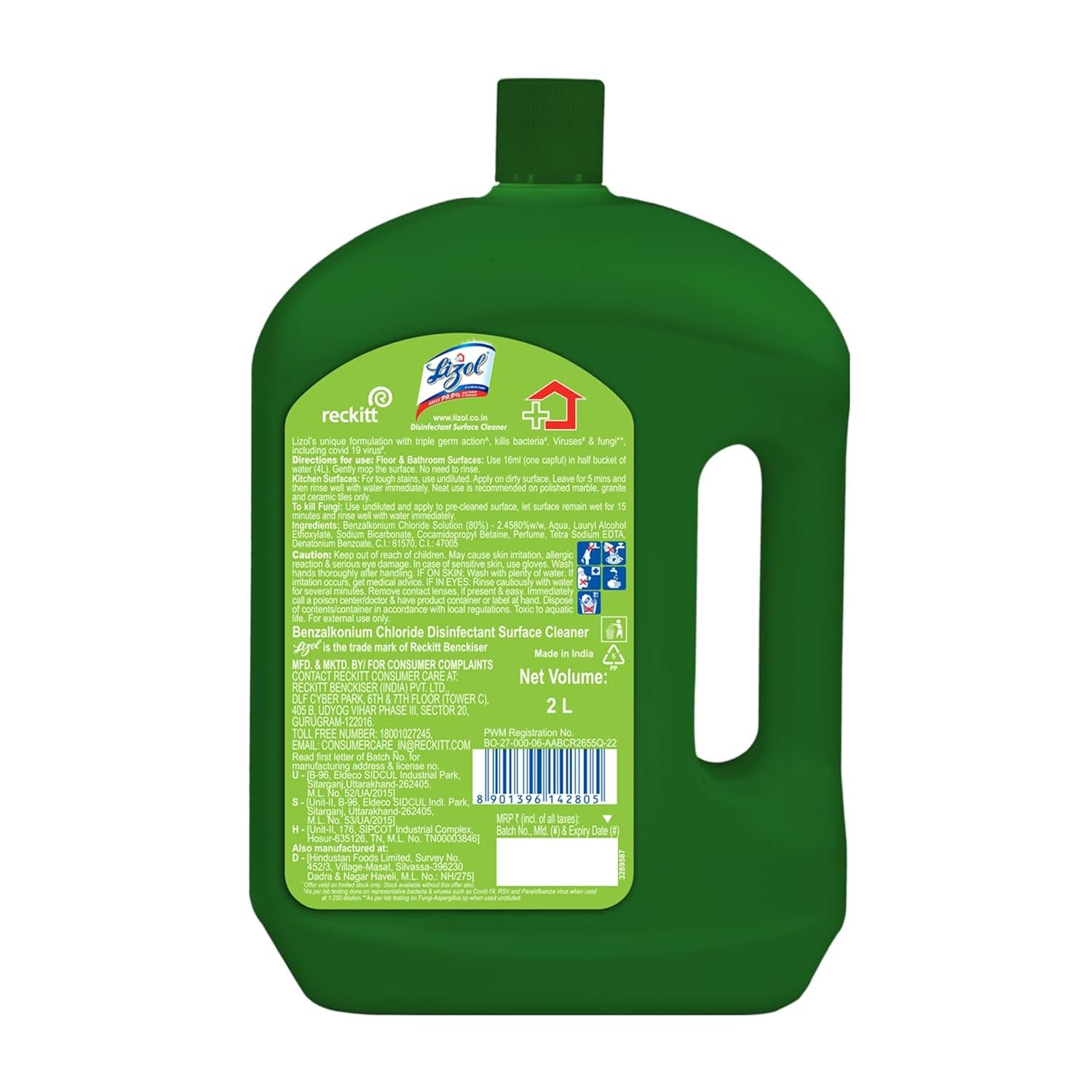 Lizol Disinfectant Surface & Floor Cleaner Liquid, Neem - 2 Litre