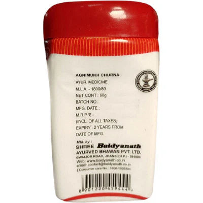2 x 60g Baidyanath Ayurvedic Agnimukh Churna – Indigestion Loss of Appetite dyspepsia, indigestion and piles