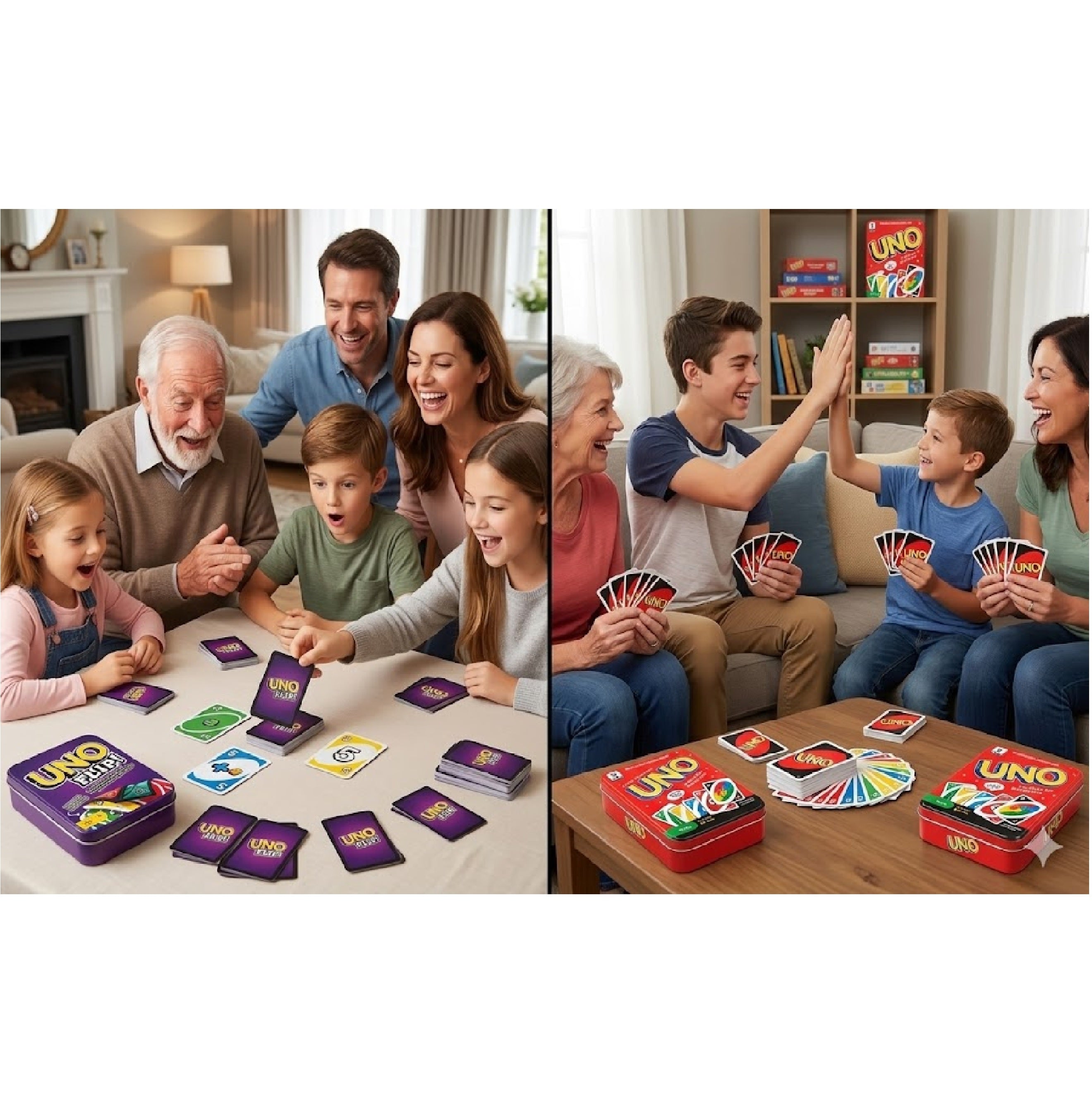 UNO No Mercy Tin and UNO Red Tin with UNO Flip Tin Card Game Combo | Best for Friends, Family & Travel