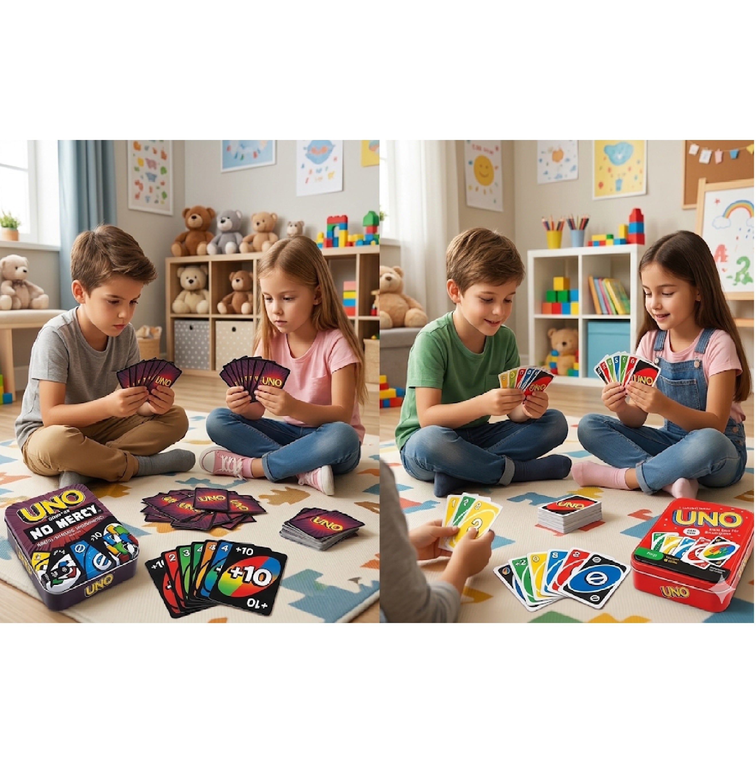UNO Wild | UNO Flip | UNO Deal and UNO No Mercy Card Game Combo (4 in 1) | Play with Friends, Family and Travel