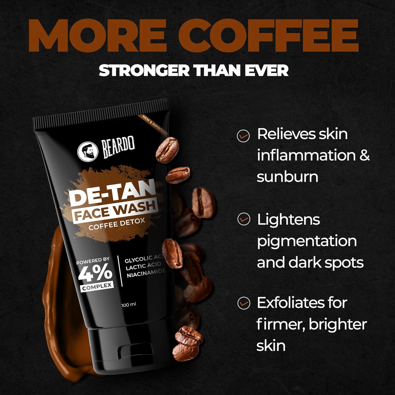 BEARDO DeTan Face Wash for Men, 100ml