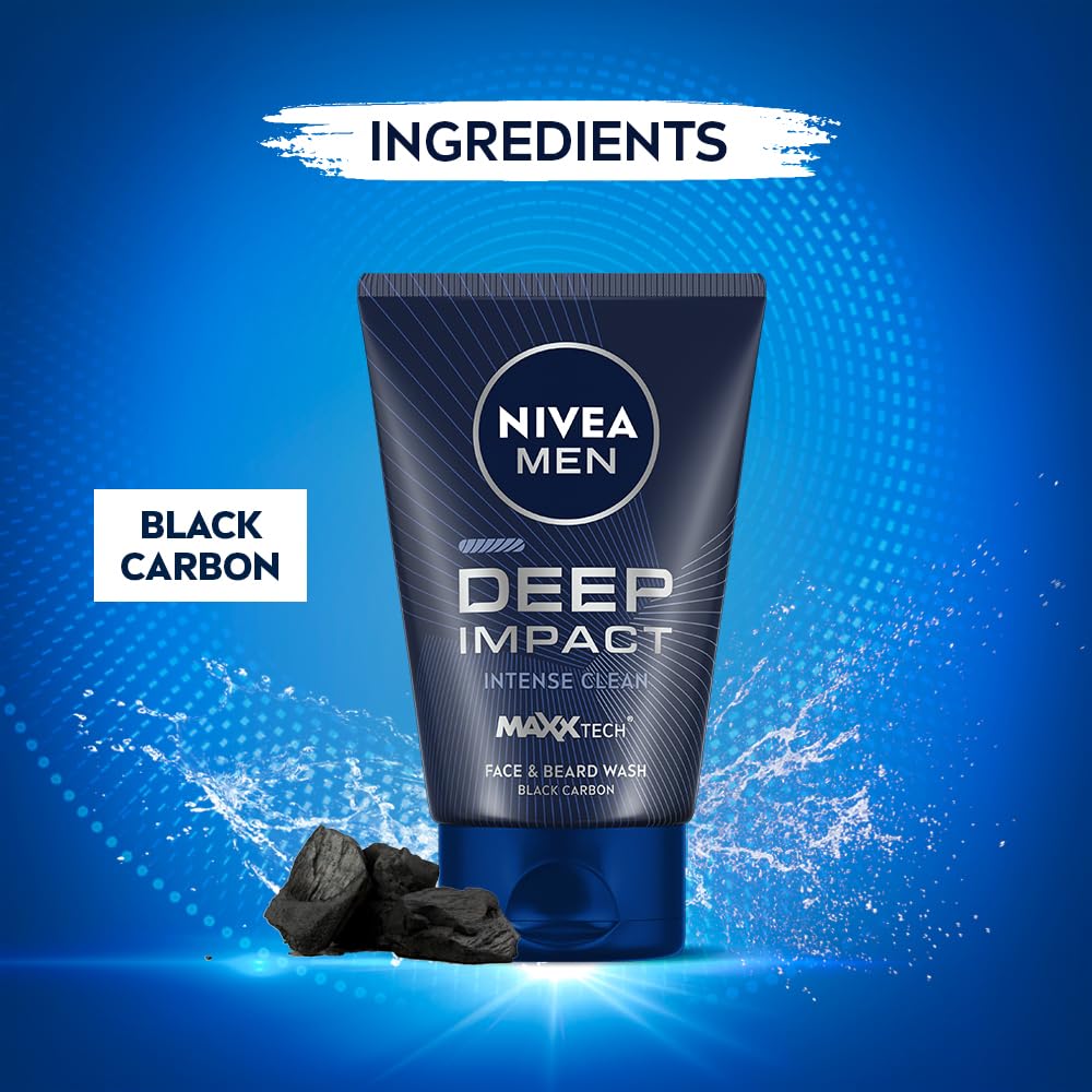 Nivea Men Deep Impact Beard & Face Wash - 100 gm
