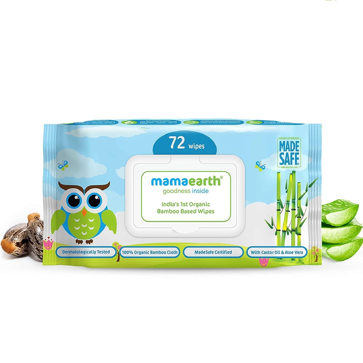 Mamaearth India's First Organic Bamboo Based Baby Wipes (72 Wipes)