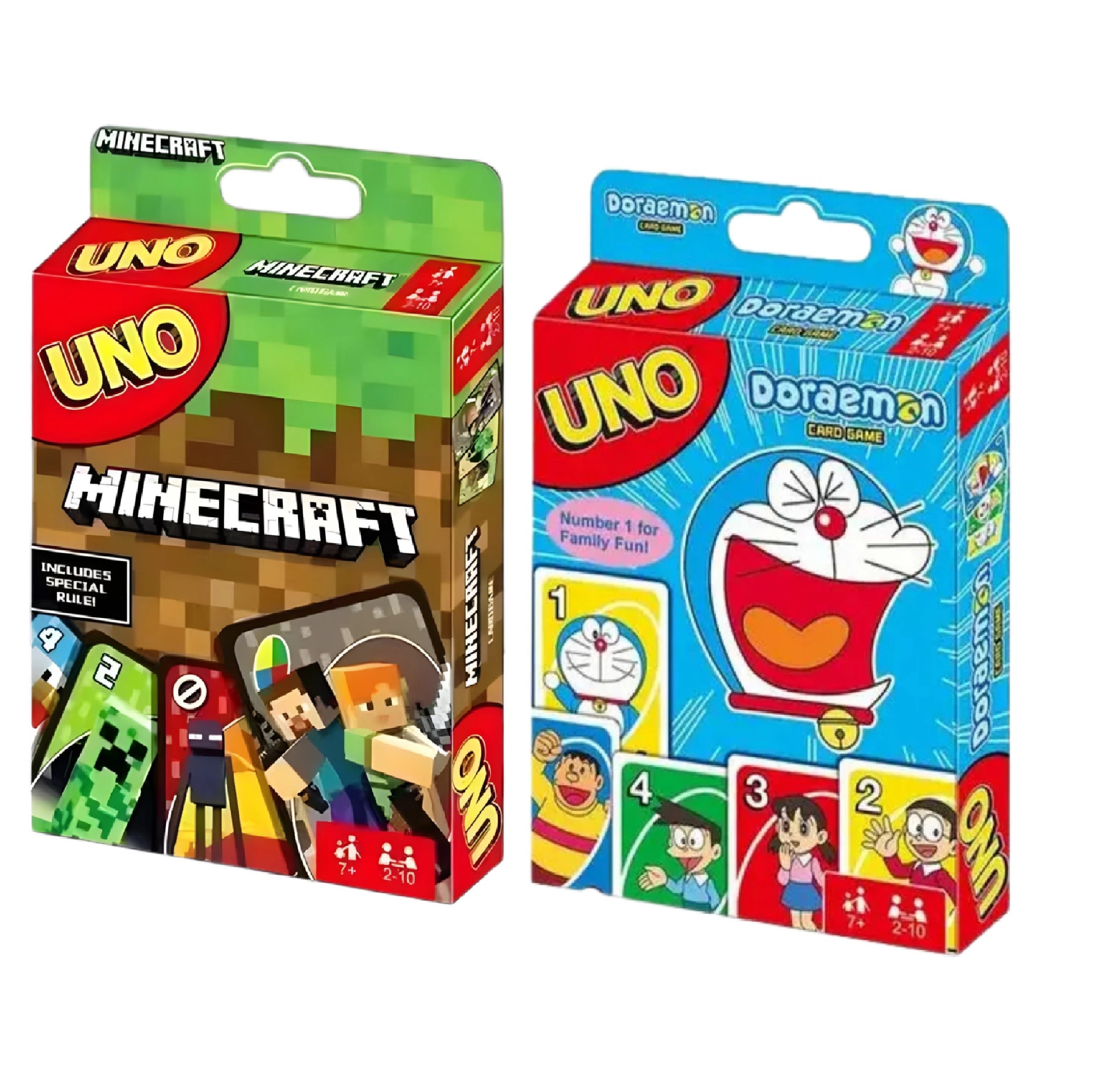 UNO Minecraft with UNO Doraemone Card Game Combo | Family & Friends Game