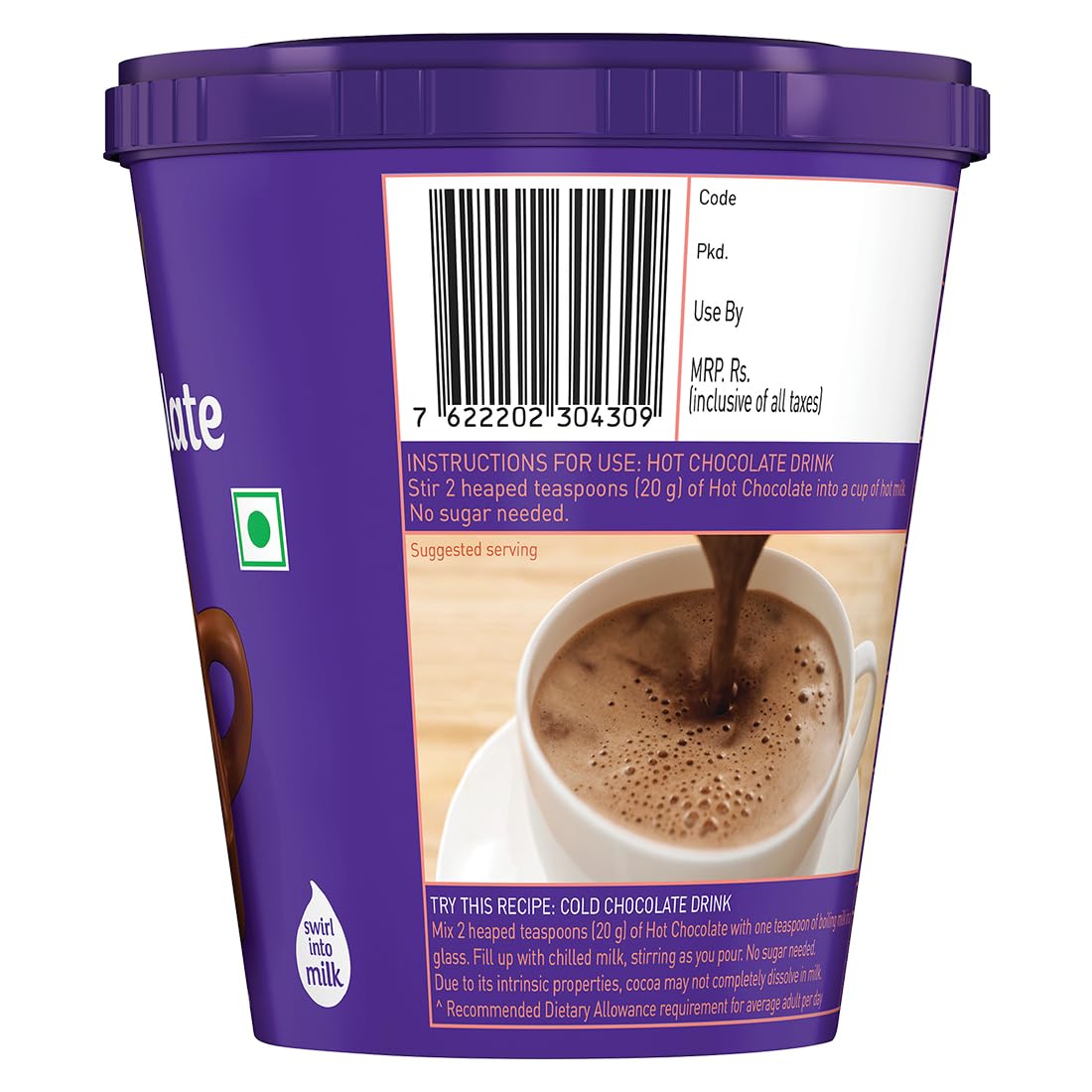 Cadbury Hot Chocolate Drink Powder Mix - 200 gm