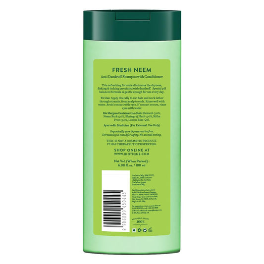 Biotique Fresh Neem Anti Dandruff Shampoo and Conditioner | Controls Dandruff | Suitable for All Skin Types | 180ml