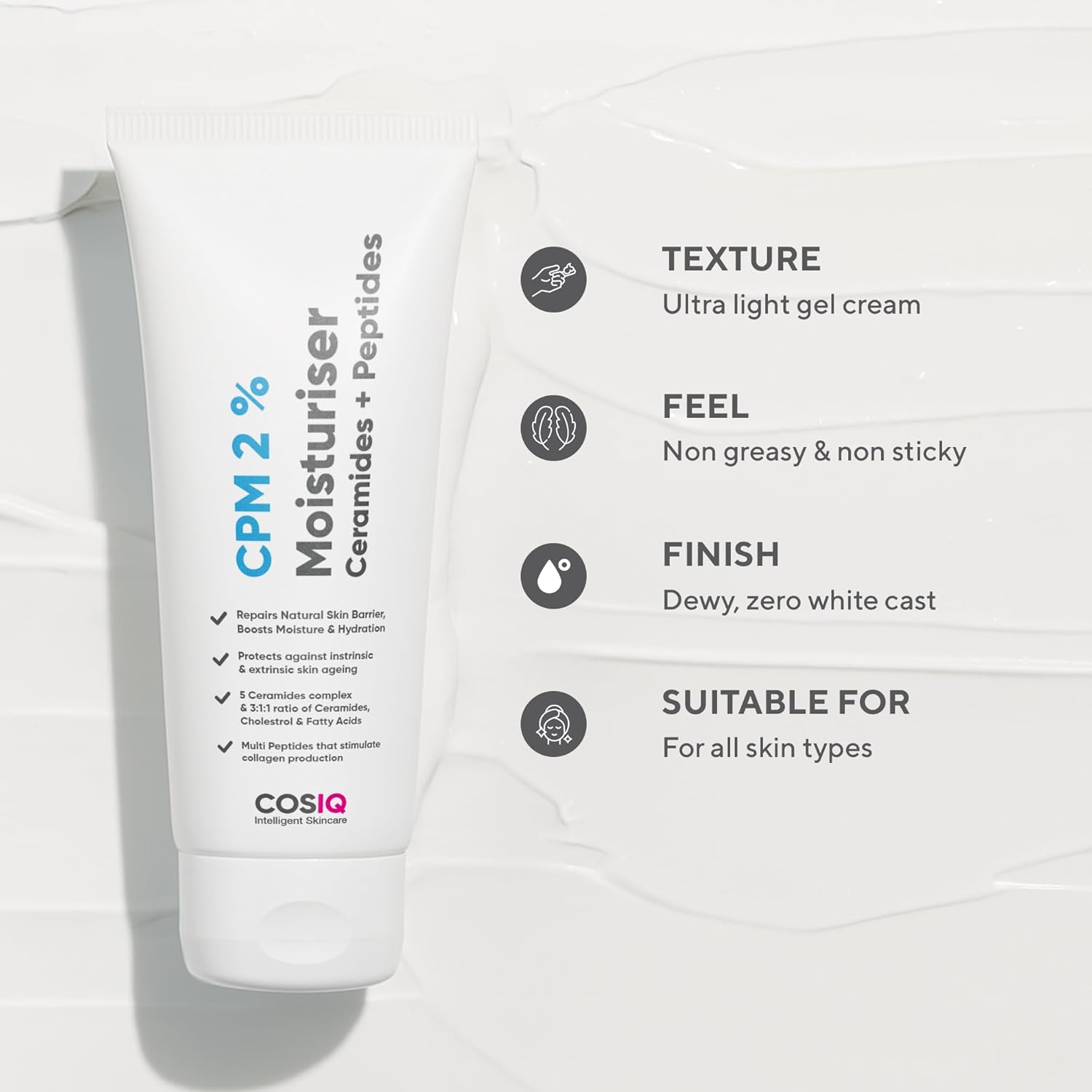 Cos-IQ CPM 2% Ceramides & Peptides Moisturizer - 100 ml
