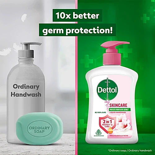Dettol Skincare Liquid Handwash, 200 ml (Get Liquid Handwash, 175 ml Refill Pack Free)