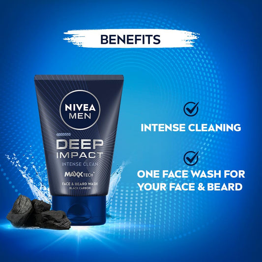 Nivea Men Deep Impact Beard & Face Wash - 100 gm