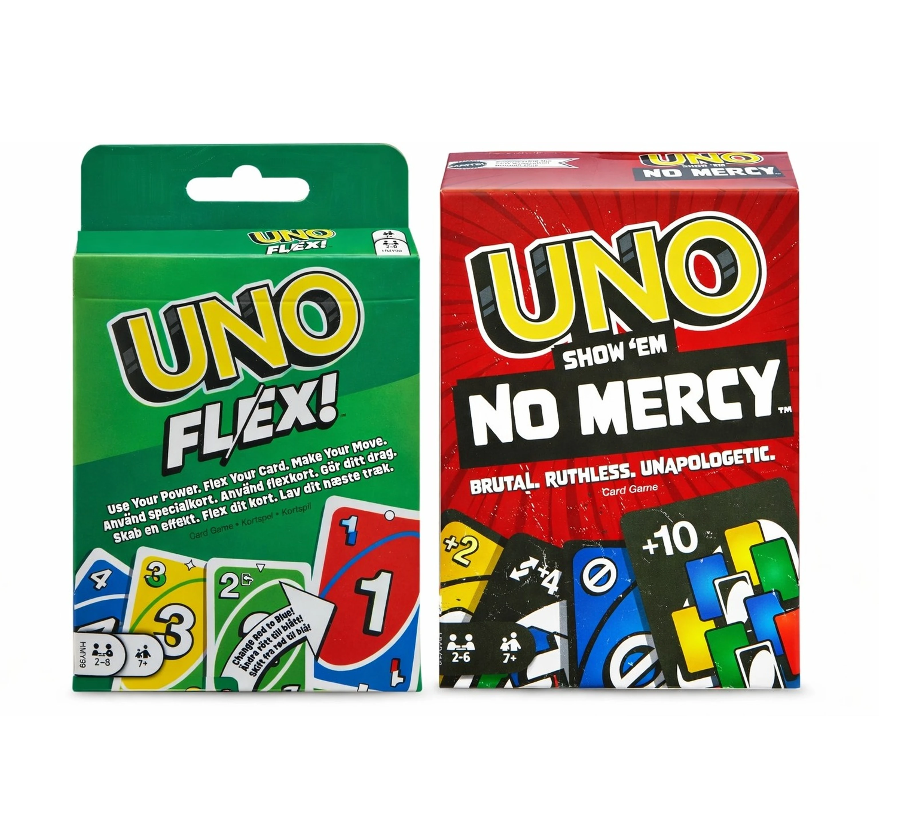 UNO Flex and UNO No Mercy Card Game Combo Play with Friends & Family