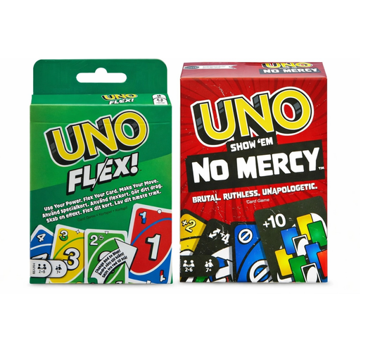 UNO Flex and UNO No Mercy Card Game Combo Play with Friends & Family
