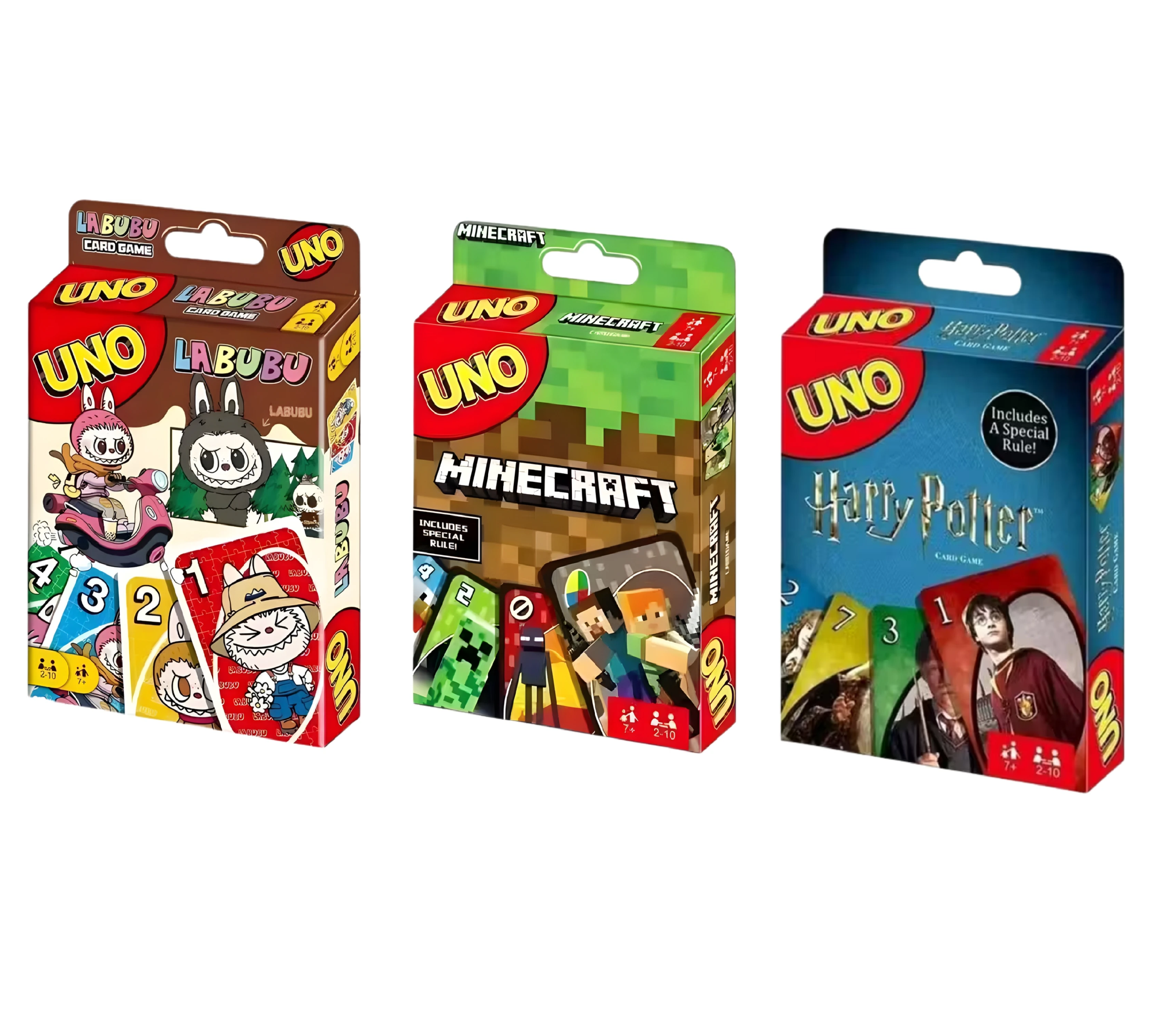 UNO Labubu, UNO Minecraft & UNO Harry Potter Card Game Combo
