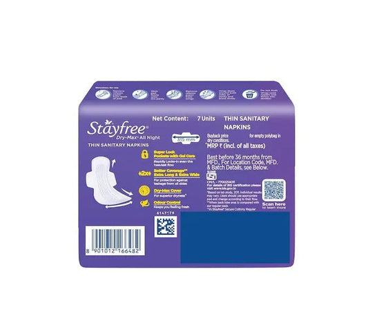 Stayfree Dry Max All Night Ultra Dry Sanitary Pad 7 pcs XXL