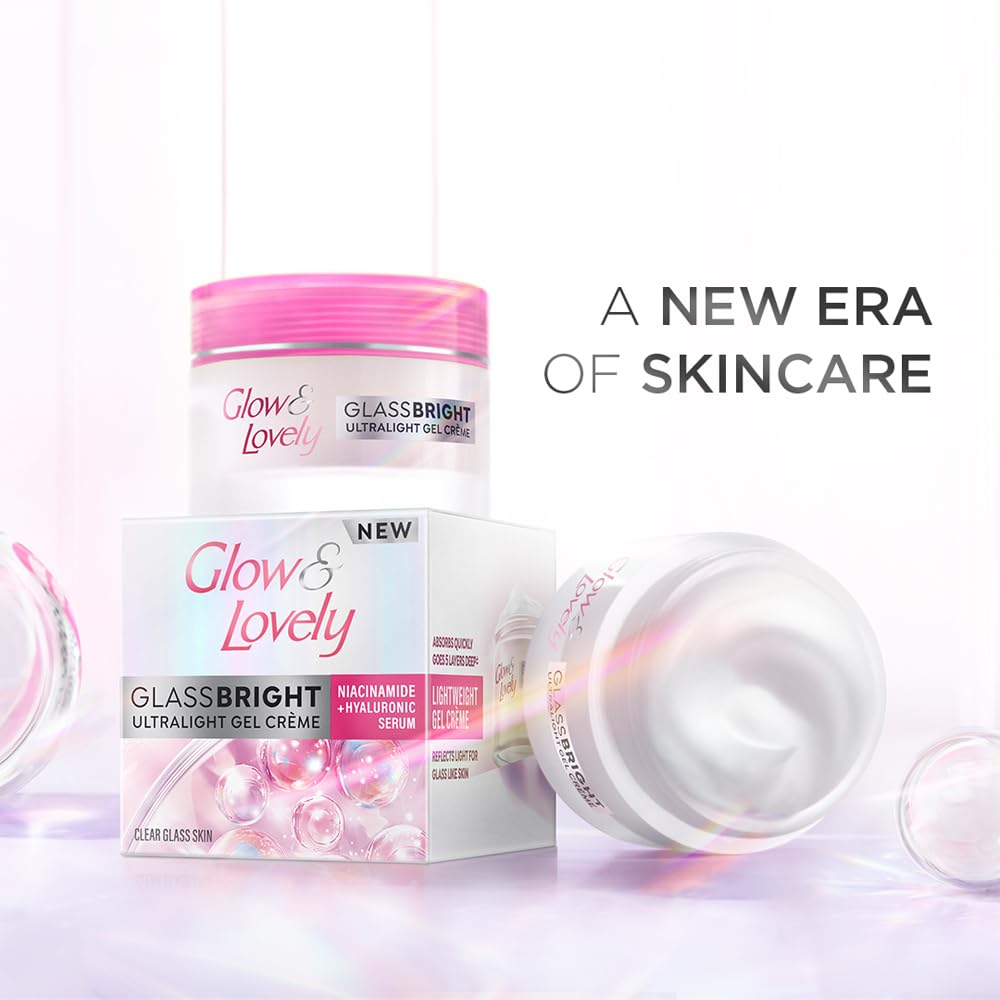 Glow and Lovely GlassBright Ultralight Gel Creme with Niacinamide, Hyaluronic serum