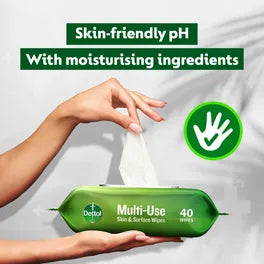 Dettol Disinfectant Multi-Use Skin & Surface Wipes, 40 pcs