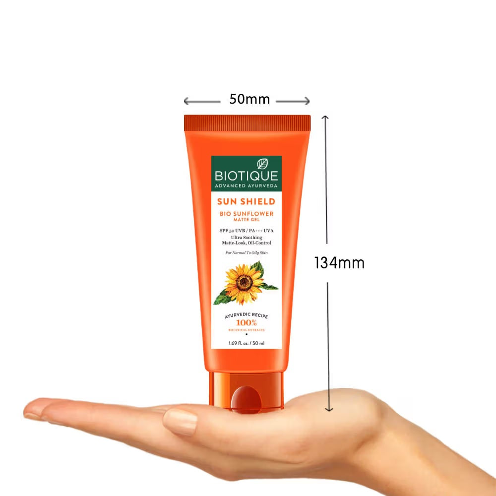 Biotique Advanced Ayurveda Sun Shield Sunflower Matte Gel - 50 ml | Sunscreen