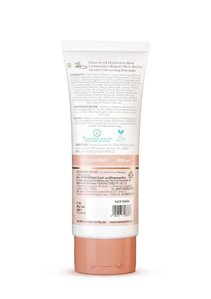 Mamaearth Chia Oil-Free Face Wash with Chia Seed & Ceramides for Normal to Oily Skin - 100 ml