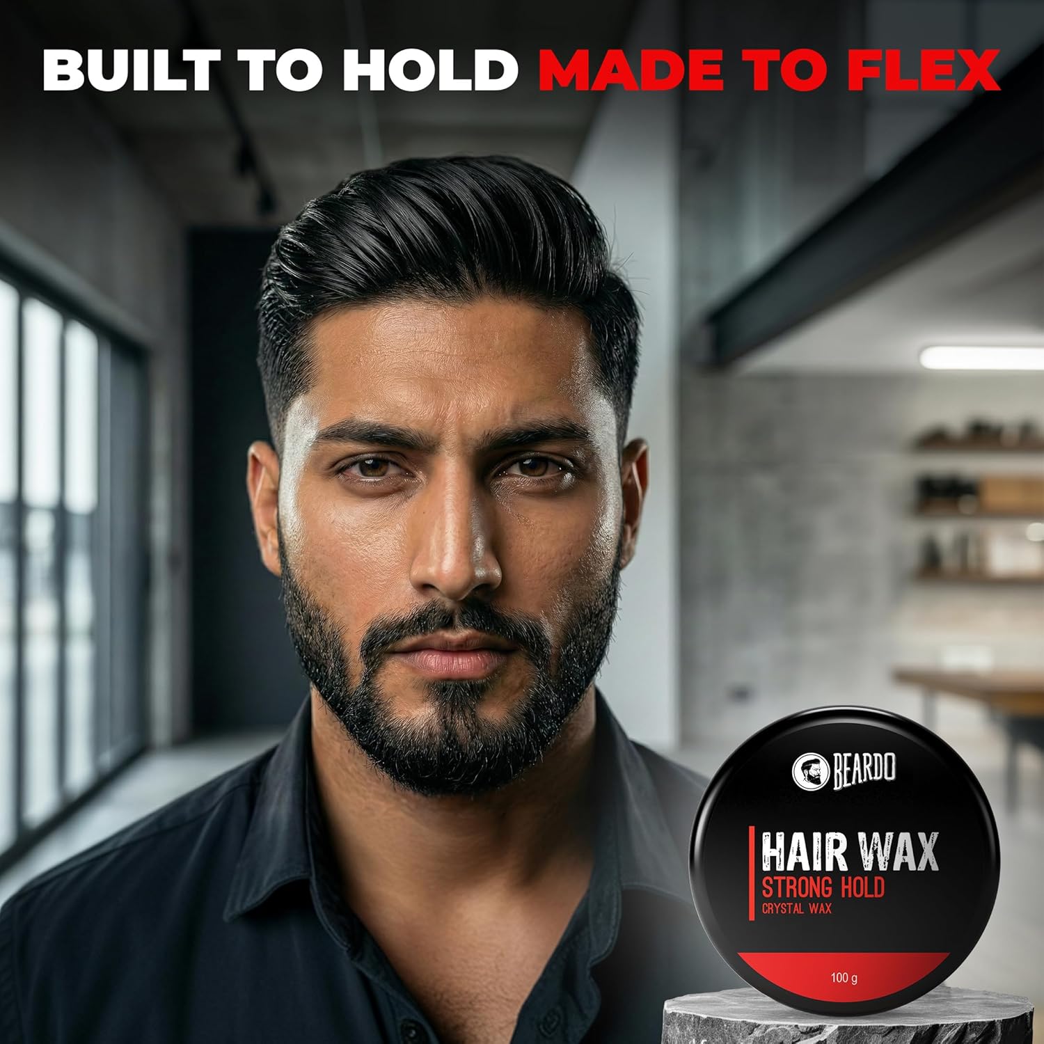 Beardo Stronghold Hair Wax| Glossy Finish | Shine | Strong Hold 100 gm