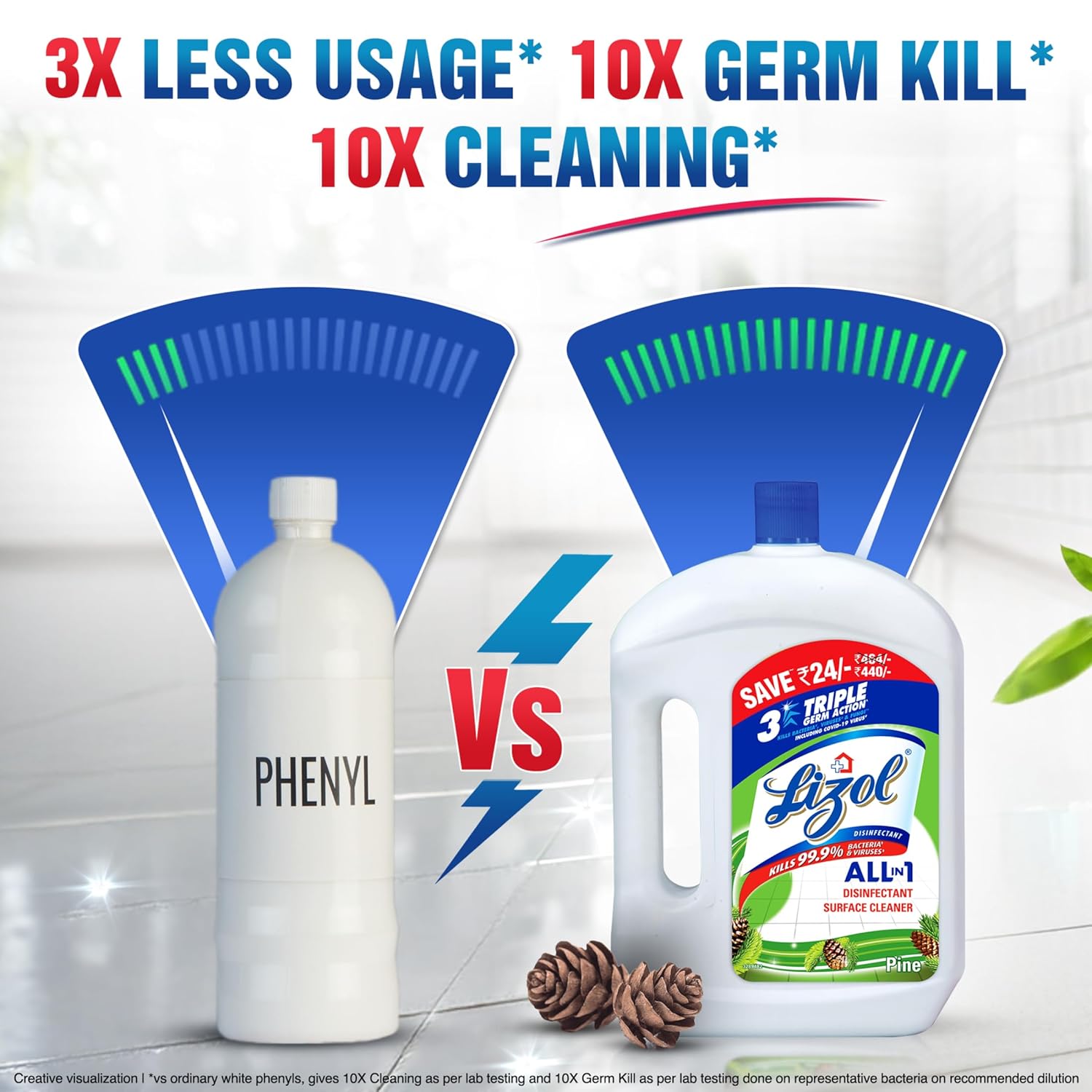 Lizol Disinfectant Surface & Floor Cleaner Liquid, Pine - 2 Litre