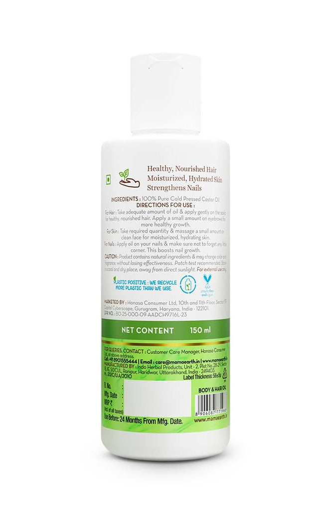 Mamaearth Castor Oil For Skin , Hair and Nails - 150 ml