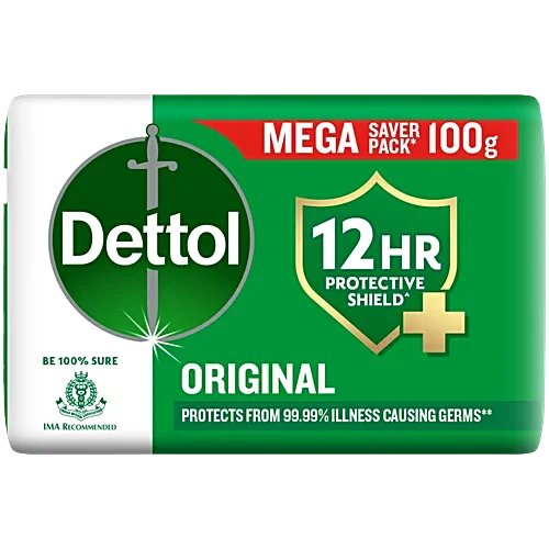 Dettol Original Bathing Soap Bar With 12 HR protective shield, 100 g