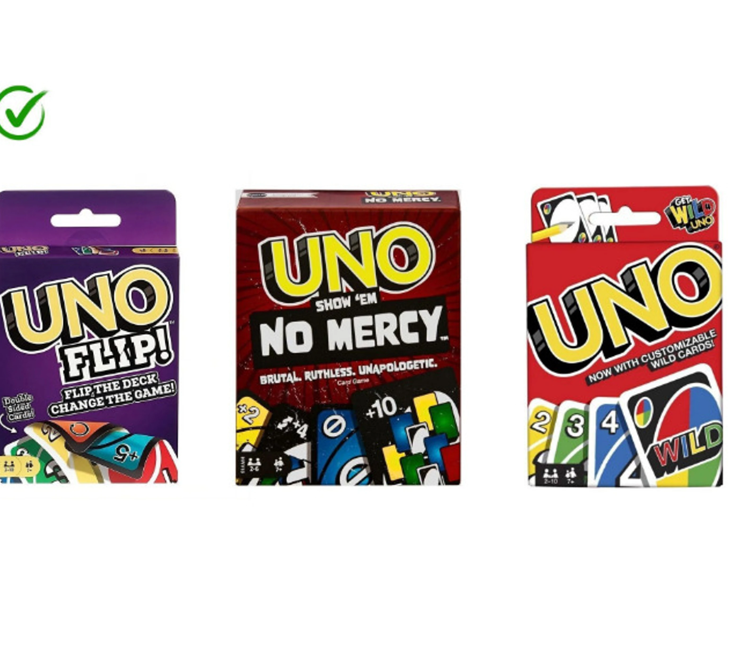 UNO Flip | UNO No Mercy | UNO Wild Card Game Combo of 3
