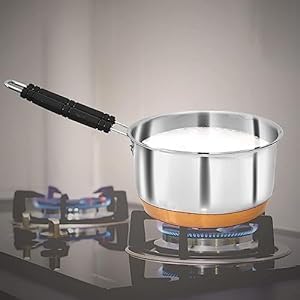 Copper Bottom Stainless Steel Flat Base Sauce Pan, Milk Pan