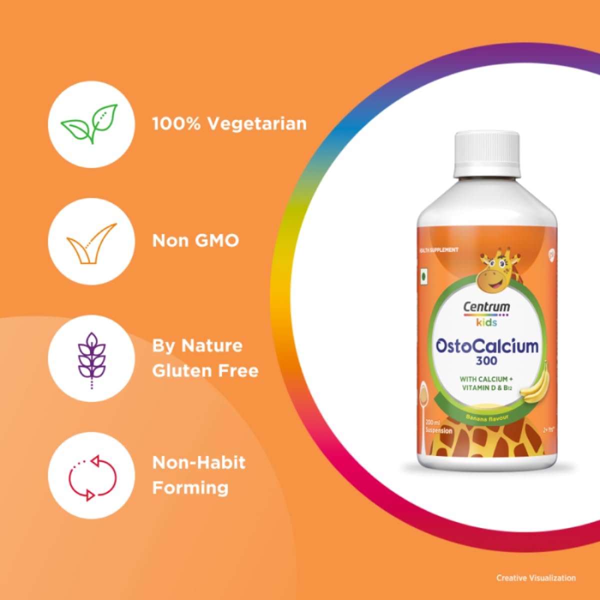 Centrum OstoCalcium Kids 300 Suspension | Vit D & Calcium to support Growth, Strong Bones & Teeth |200ml, Liquid