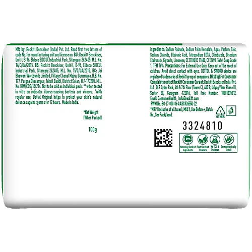 Dettol Original Bathing Soap Bar With 12 HR protective shield, 100 g