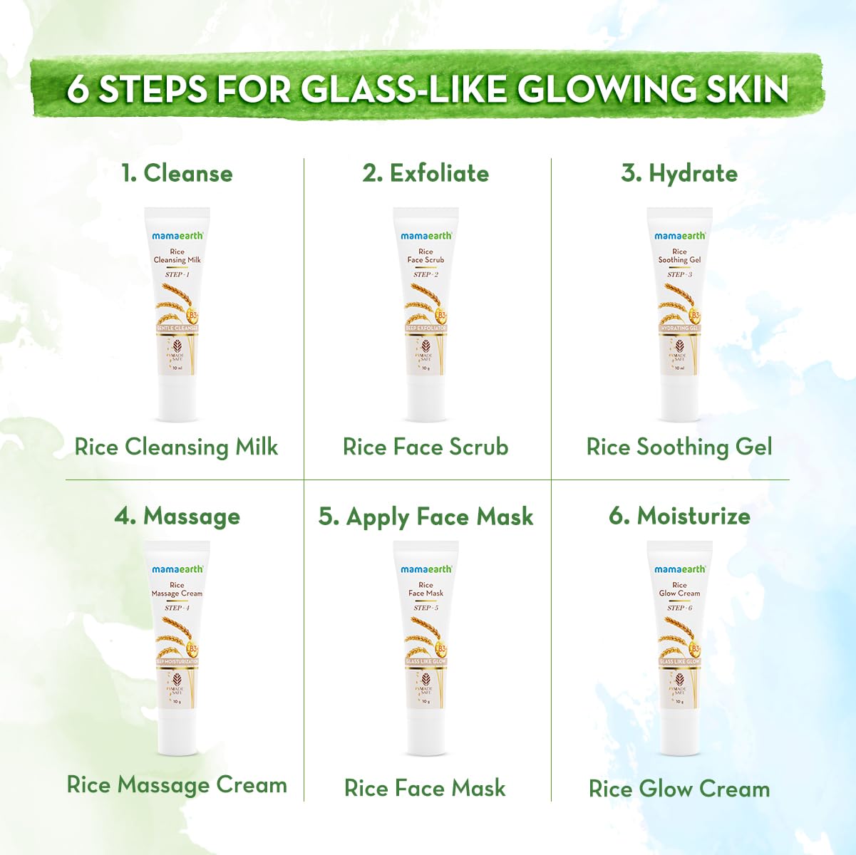 Mamaearth Rice Facial Kit With Rice Water & Niacinamide For Glass Skin - 60 gm