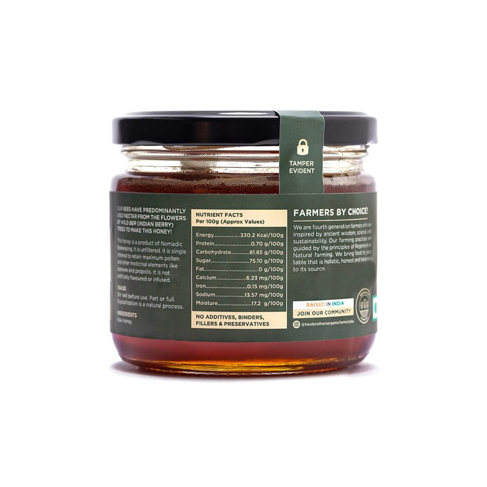 Two Brothers Organic Farms Indian Ber Tree Raw Honey-Mono Floral - 350 gm
