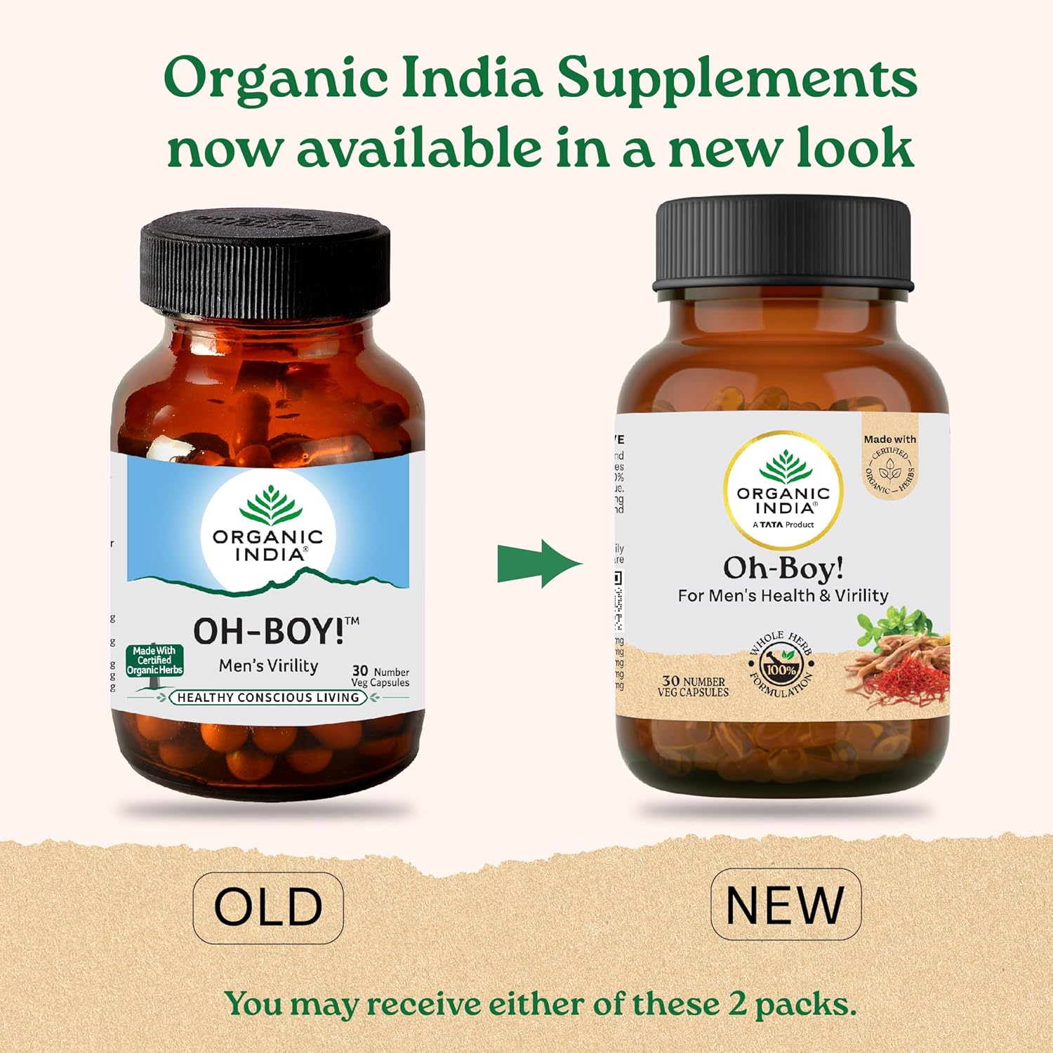 Organic India OH-Boy - 30 Veg Capsules, Ashwagandha, Musli & Saffron, Helps Improve Men's Health & Vitality, Helps Boost Testosterone Levels, Reduce Stress & Anxiety GMP & NPOP Certified Organic