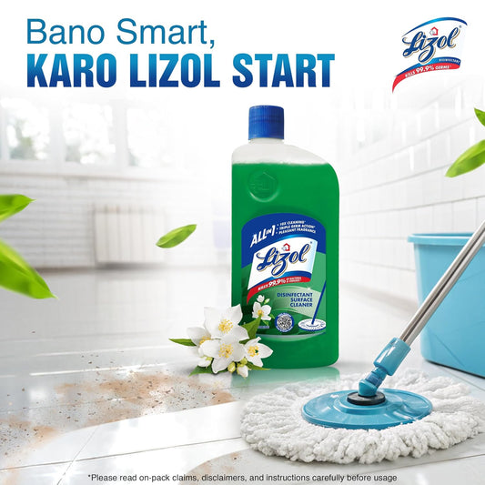 Lizol Disinfectant Surface & Floor Cleaner Liquid, Jasmine - 500 ml