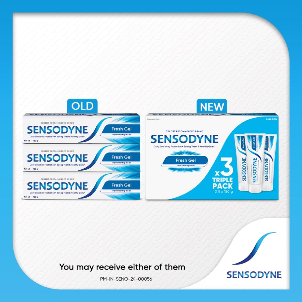 Sensodyne Toothpaste Fresh Gel | Daily Sensitivity Relief Tooth Paste Combo Pack - 450gm (150gm x 3)