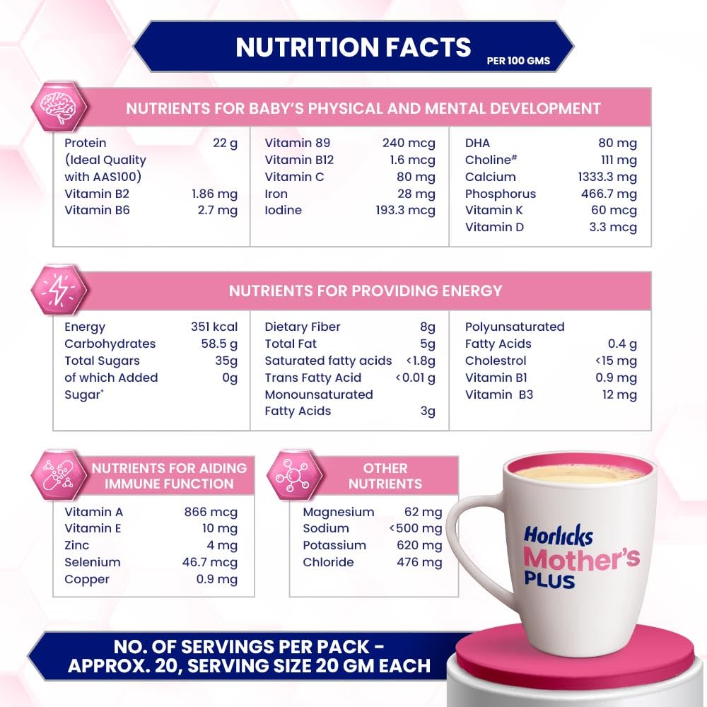 Horlicks Mother's Plus Vanilla Health Drink 500 g Refill Pack