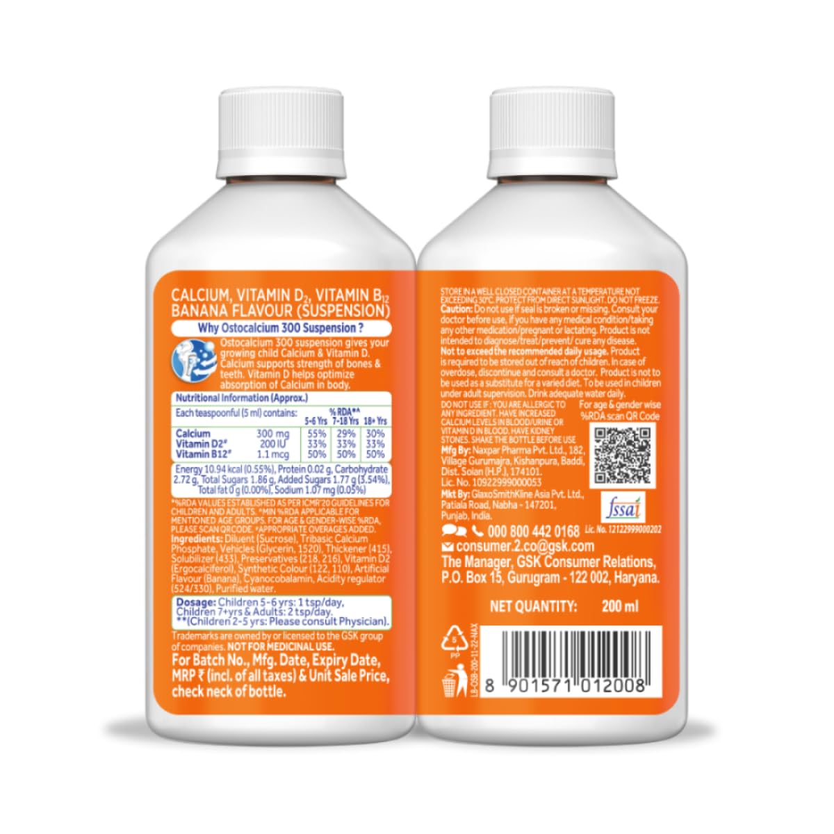 Centrum OstoCalcium Kids 300 Suspension | Vit D & Calcium to support Growth, Strong Bones & Teeth |200ml, Liquid
