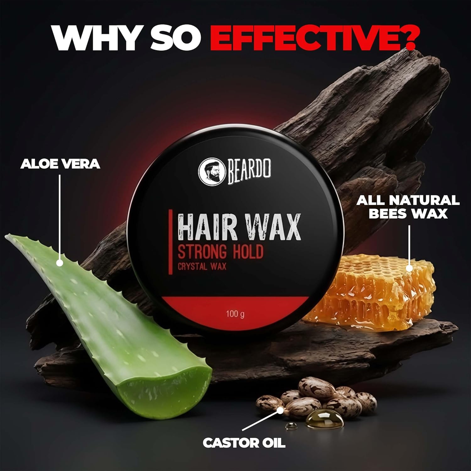 Beardo Stronghold Hair Wax| Glossy Finish | Shine | Strong Hold 100 gm